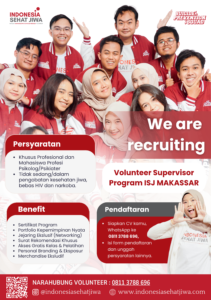 Dukung Upaya Pencegahan Bunuh Diri, Indonesia Sehat Jiwa di Makassar Buka Rekrutmen Volunteer Supervisor